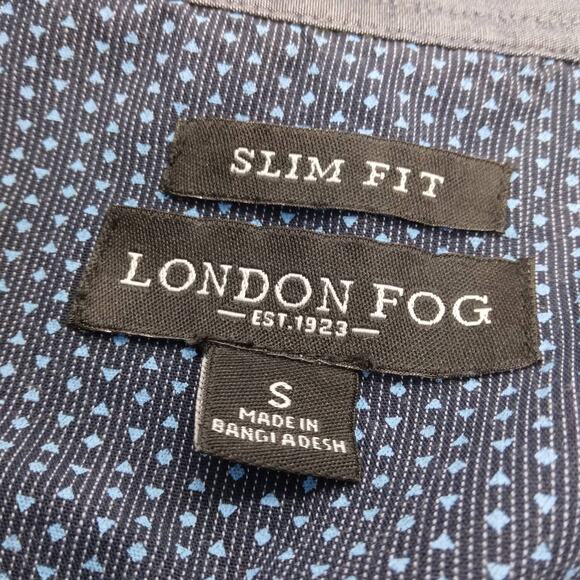 London Fog Slim Fit Shirt Size Small Long Sleeve Blue - Picture 4 of 8